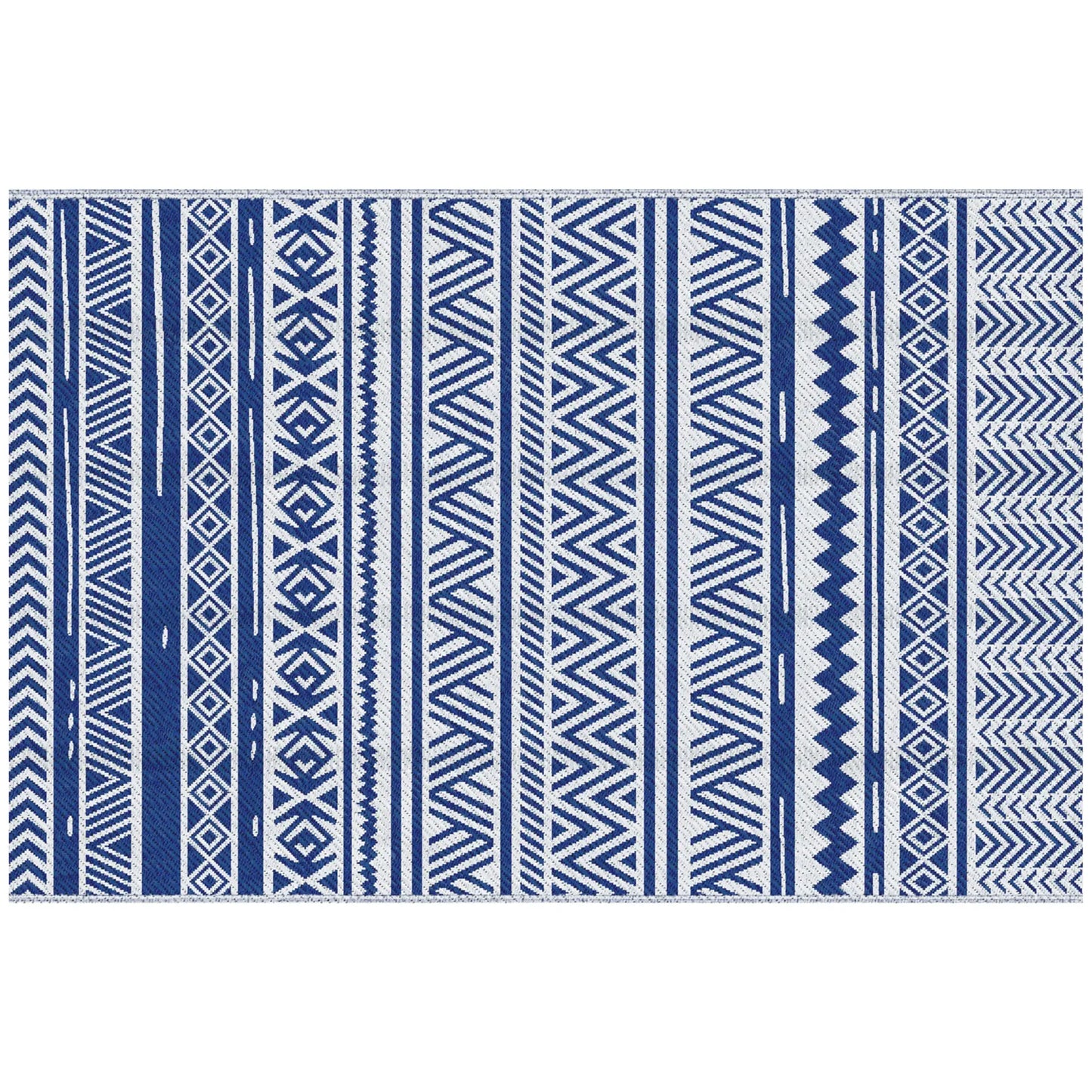 Reversible Outdoor Rug, Patio Floor Mat, 6' x 9', White, Dark Blue Garden Decor at Gallery Canada