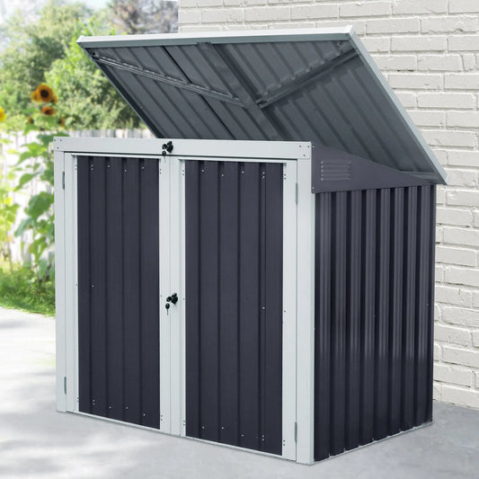 5ft x 3ft Outdoor Garbage Bin Storage Shed, Lockable Doors, Black Sheds Black at Gallery Canada
