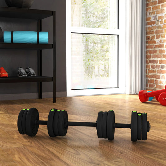 44LBS Adjustable Barbell Dumbbells Set, Non-Slip Handles, Home Gym Dumbbells & Barbells Green and Black at Gallery Canada