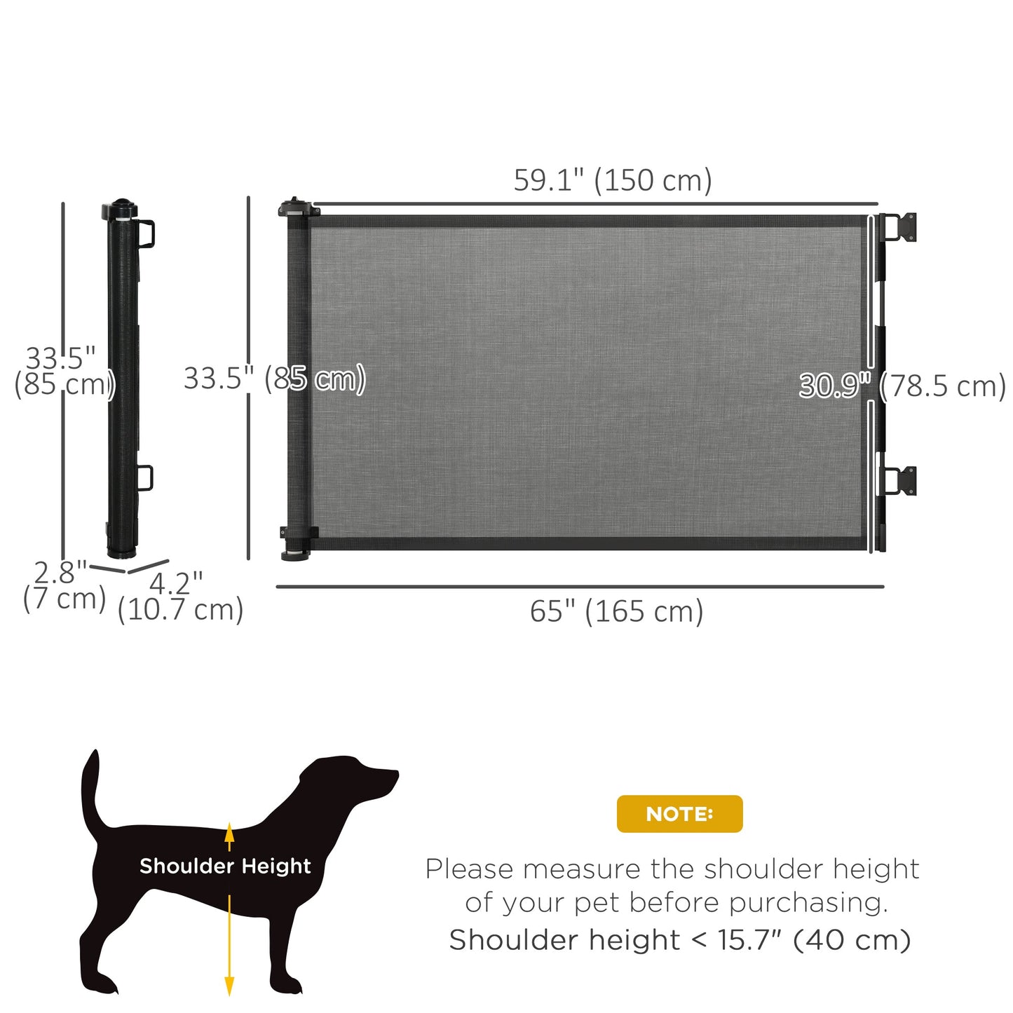 Retractable Pet Gate w/ Single Hand Operation, for Stairs, Doorways, Hallways - Black at Gallery Canada
