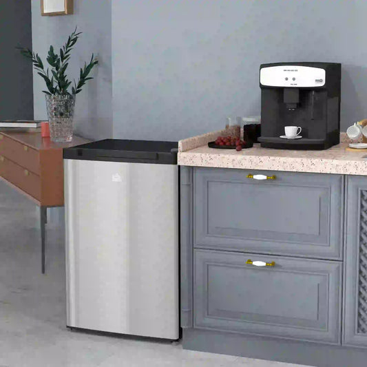Upright Freezer, 3 Cu.Ft Mini Freezer with Reversible Single Door, Adjustable Thermostat for Home, Dorm, Silver Small Kitchen Appliances Silver at Gallery Canada