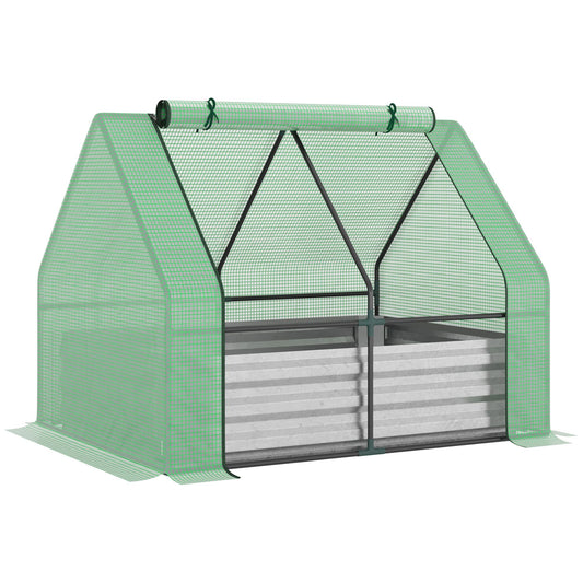 Steel Outdoor Raised Garden Bed with Greenhouse,Cover, Roll Up Door, Dual Use, 50"x37.4"x36.2", Green at Gallery Canada