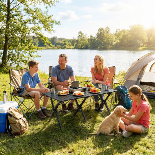 4ft Folding Camping Table, Waterproof Picnic Table, Black Picnic Tables & Camping Chairs Black at Gallery Canada