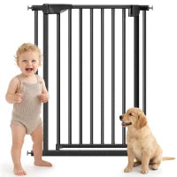 30-32In Baby Pet Gate 36In H Auto-Close Two-Way, Black