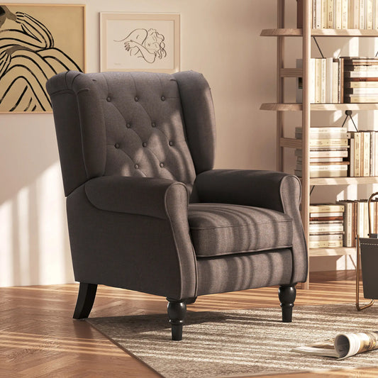 Fabric Accent Chair, Button Tufted Armchair, Wingback, Brown Single Sofas Brown at Gallery Canada