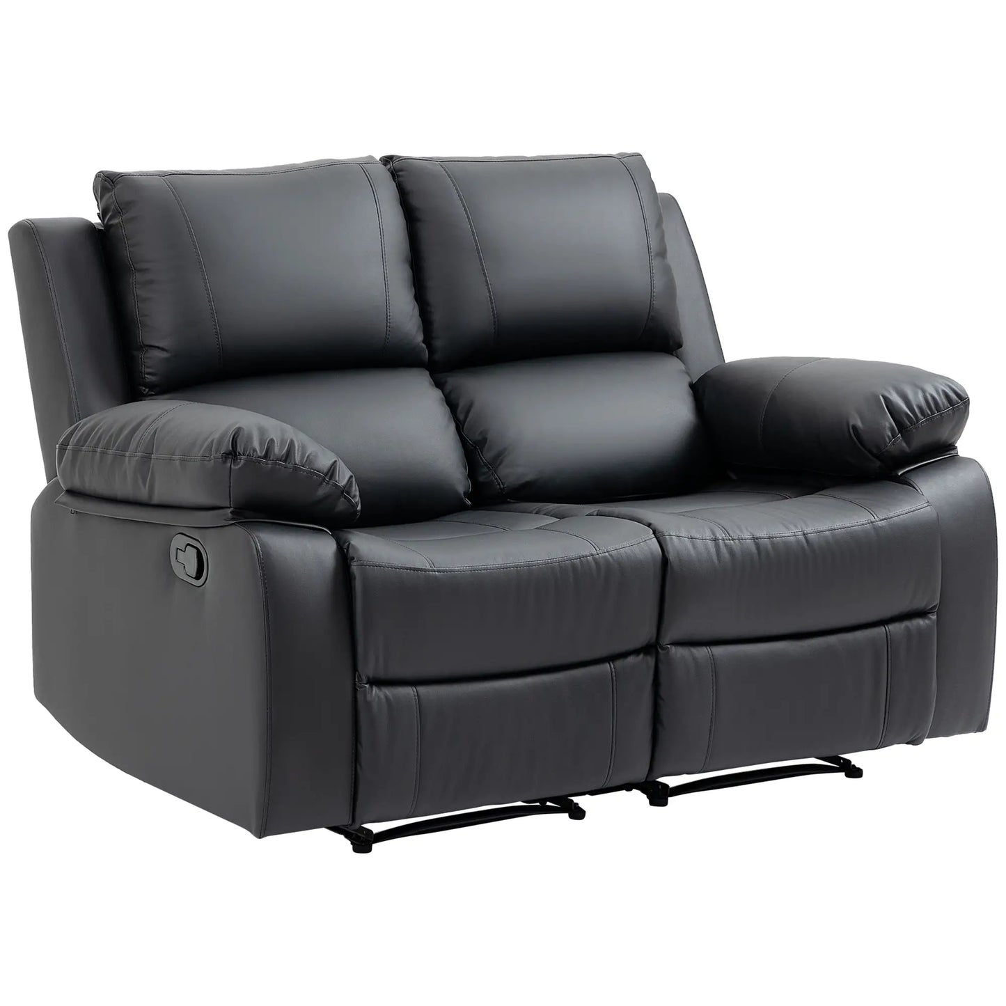 Double Reclining Loveseat, PU Leather Manual Recliner, Black 2-Seater Sofas at Gallery Canada