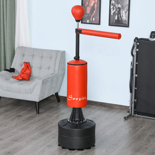 Freestanding Boxing Punch Bag Stand, 360° Rotating Arm, Speed Ball, Adjustable Height Punching Bag Hangers Red at Gallery Canada