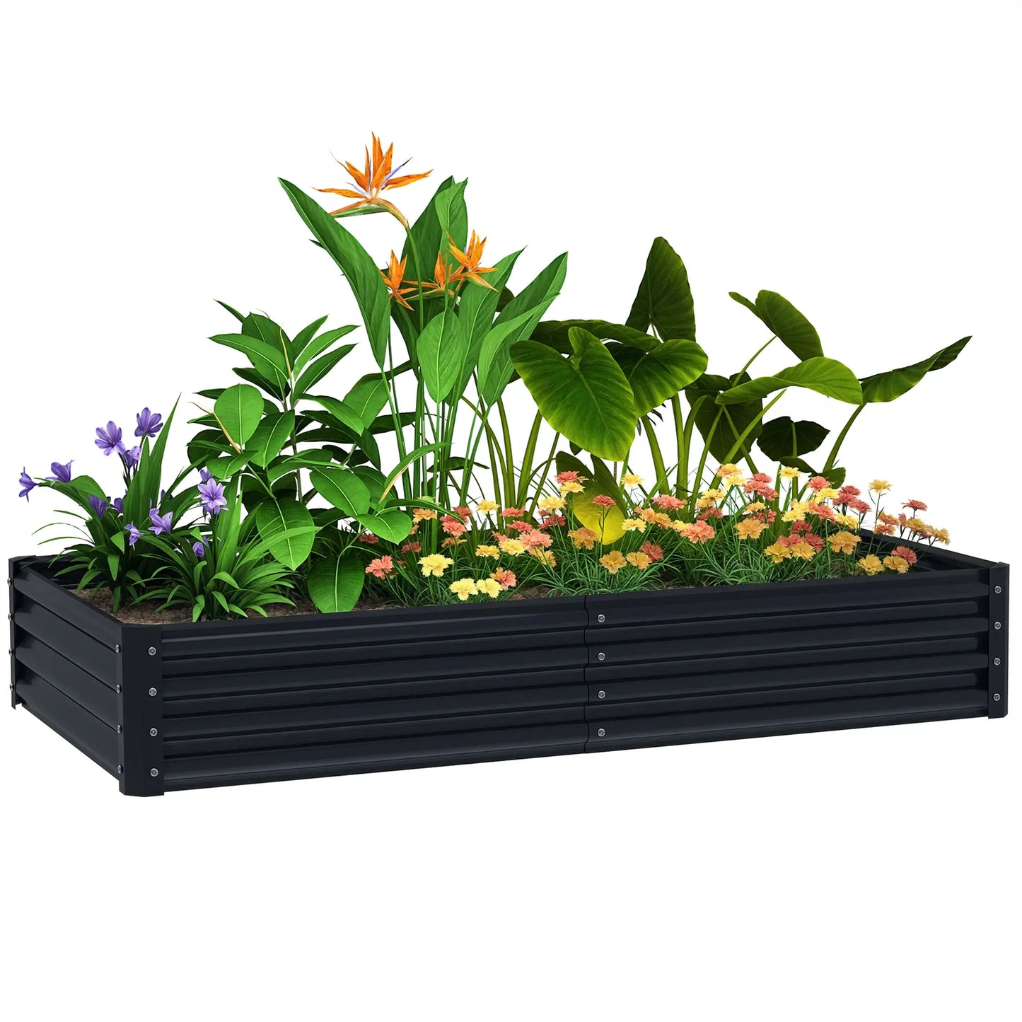 6X3X1Ft Galvanized Raised Garden Bed, Reinforced Planter Box, Dark Grey Galvanized Planter Boxes at Gallery Canada