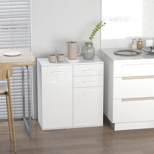 High Gloss Sideboard, 2 Drawers, 2 Doors, Adjustable Shelf, White Storage Cabinets High Gloss White at Gallery Canada