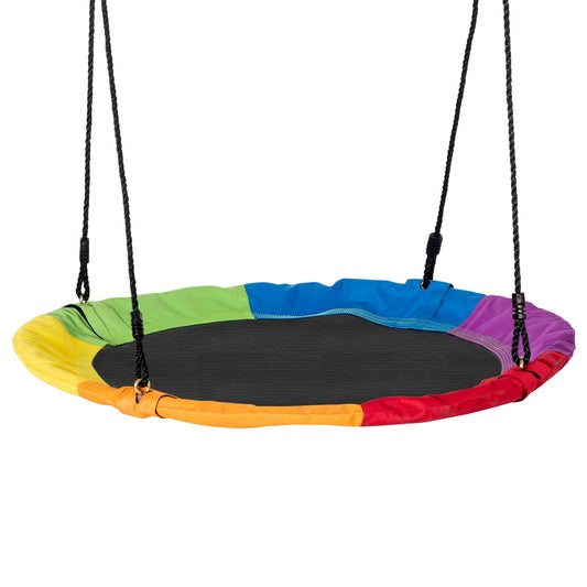 39 Inch Saucer Tree Swing, Outdoor Flying Swing for Kids with Adjustable Hanging Ropes, Metal Frame, Breathable Mesh, Multicolor at Gallery Canada