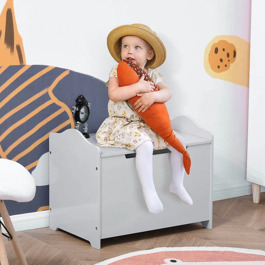 Kids Wooden Toy Storage Box, Large, Grey Baby & Kids Storage Grey at Gallery Canada