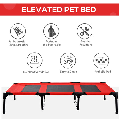 Elevated Dog Bed, Foldable Raised Dog Cot for XL Sized Dogs, Indoor &; Outdoor, 48" x 36" x 9", Red at Gallery Canada