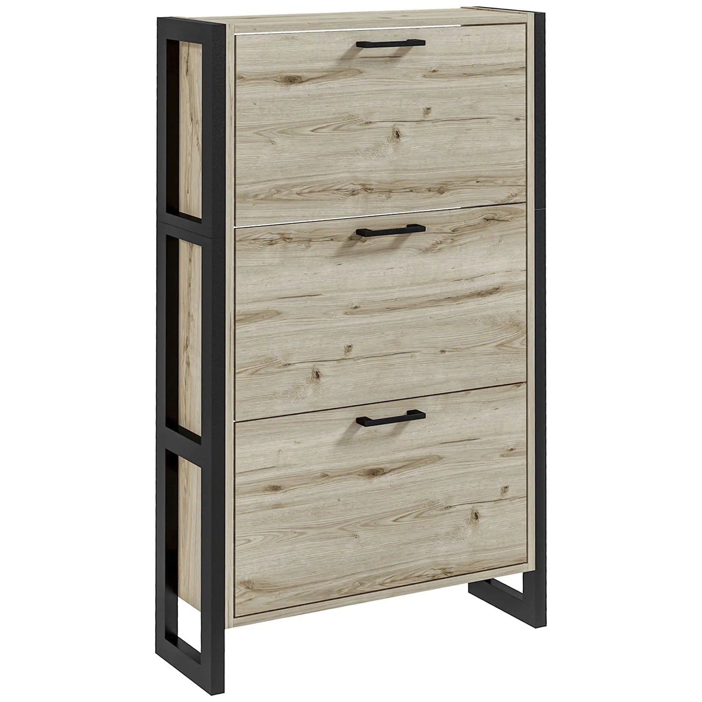 Shoe Cabinet, 3 Flip Drawer, Narrow for 15 Pairs, Walnut Shoe Storage Cabinets & Racks at Gallery Canada