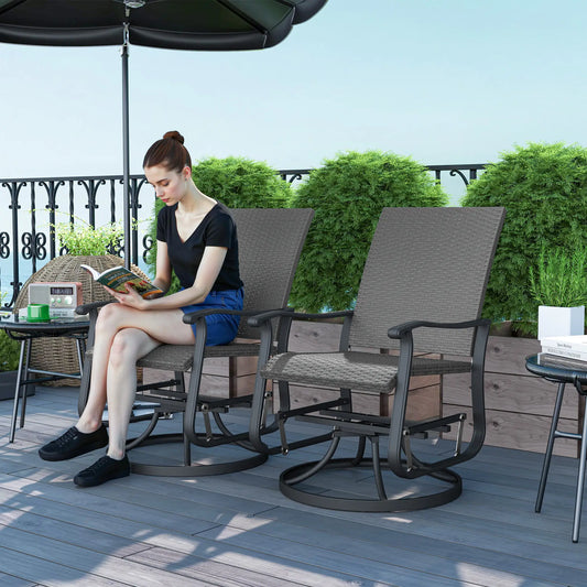 Set of 2 Rattan Patio Gliders, Wicker Outdoor Swivel Chairs, Grey Outdoor Gliders Grey at Gallery Canada