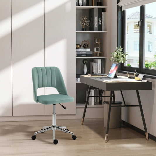 Velvet Fabric Mid Back Office Chair, Swivel Scallop Shape, Green Executive & Manager Chairs Green at Gallery Canada