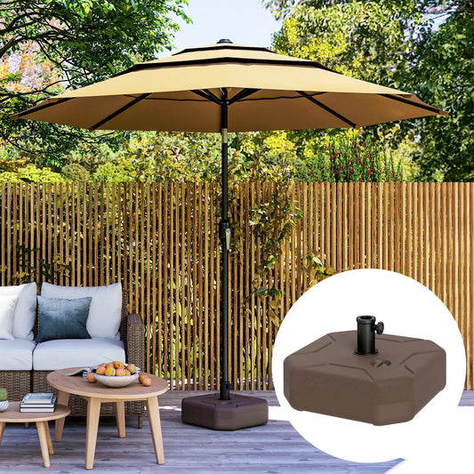 Square Patio Umbrella Base Holder, 17.7" L x 17.7" W x 9.8" H, Brown Umbrella Bases Brown at Gallery Canada