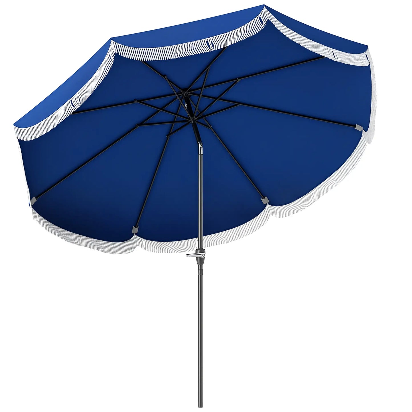 9FT Patio Umbrella, UPF 30+, Crank, 8 Ribs, Push Button Tilt, Blue Patio Umbrellas at Gallery Canada