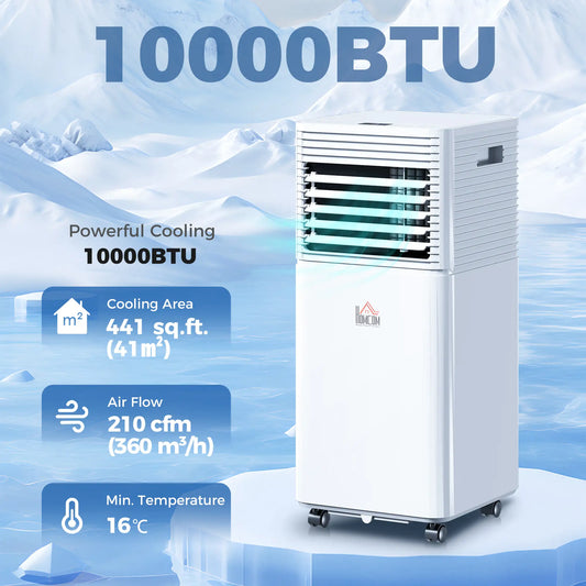 10000 BTU Portable Air Conditioner, Fan, Dehumidifier, Remote, 24H Timer, White