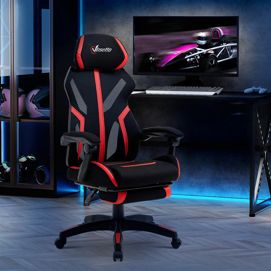 Racing Gaming Chair, Ergonomic Computer Chair with Footrest, Headrest, Black, Red Video Game Chairs Black, Red at Gallery Canada