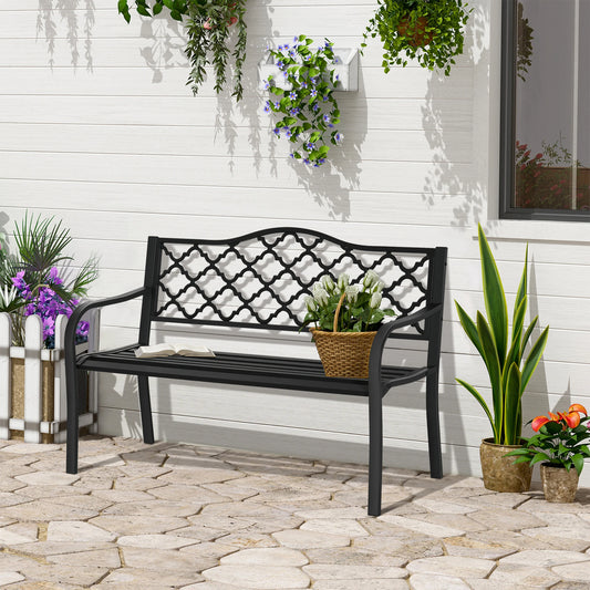 2-Seater Steel Garden Bench, Antique Outdoor Loveseat, Black Outdoor Benches Black at Gallery Canada