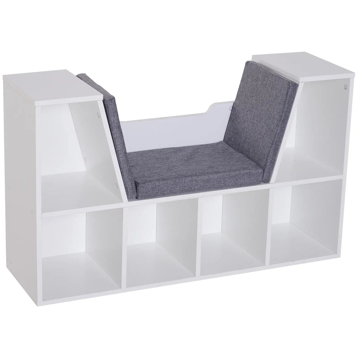 6-Cubby Bookcase with Seat Cushion, Cube Storage Shelf, Grey Small Bookshelves at Gallery Canada