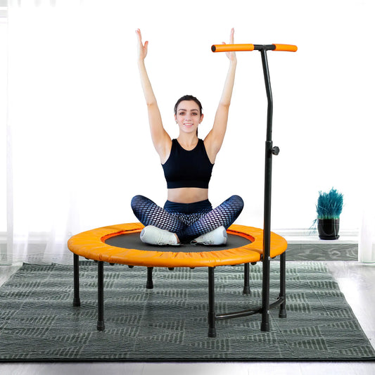 39" Mini Exercise Trampoline, Adjustable T-Bar, Orange Trampolines Orange at Gallery Canada
