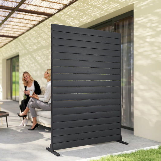 Outdoor Privacy Screen, 47.2" x 68.5" HDPE Panel With Stand, Black Side Awnings Black at Gallery Canada