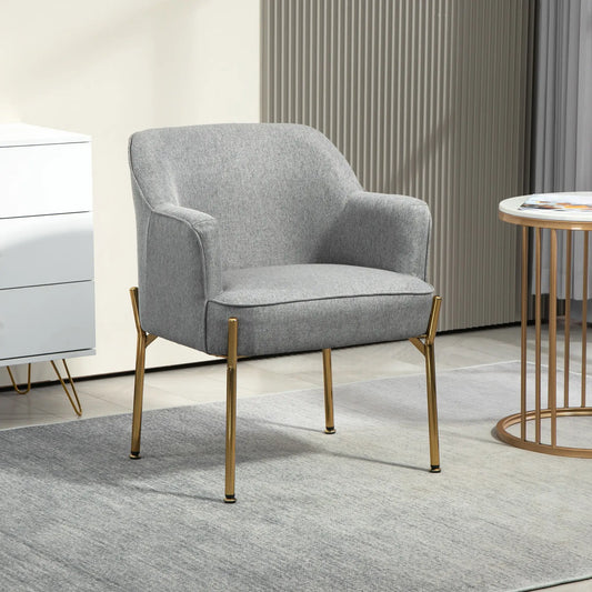 Modern Fabric Armchair, Metal Legs, Living Room, Bedroom, Home Office, Grey Sofas & Reclining Chairs Grey at Gallery Canada