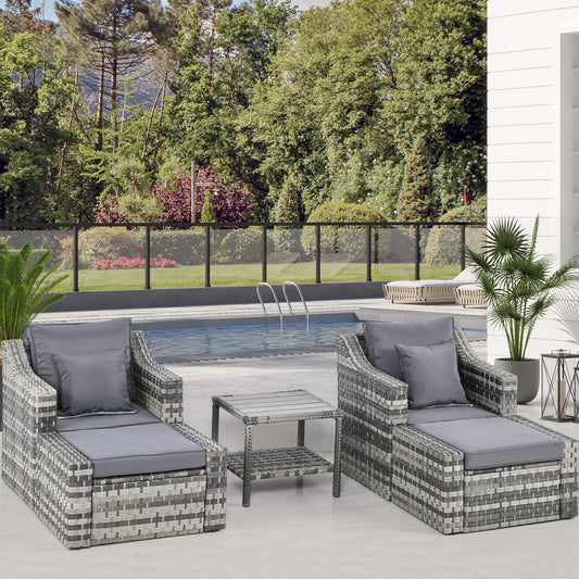 5-Piece Patio Furniture Set, Outdoor Rattan Wicker, Grey Patio Furniture Sets Grey at Gallery Canada
