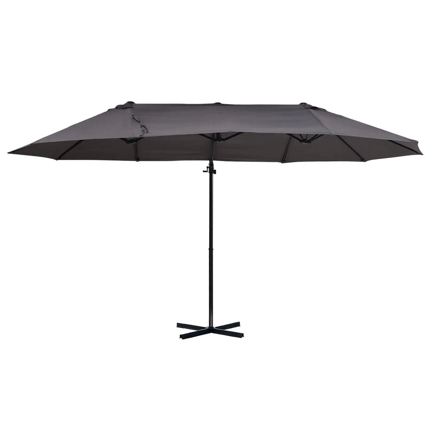 Outdoor Cantilever Umbrella, Twin Canopy Sunshade, Lift Crank, Grey Cantilever Umbrellas at Gallery Canada