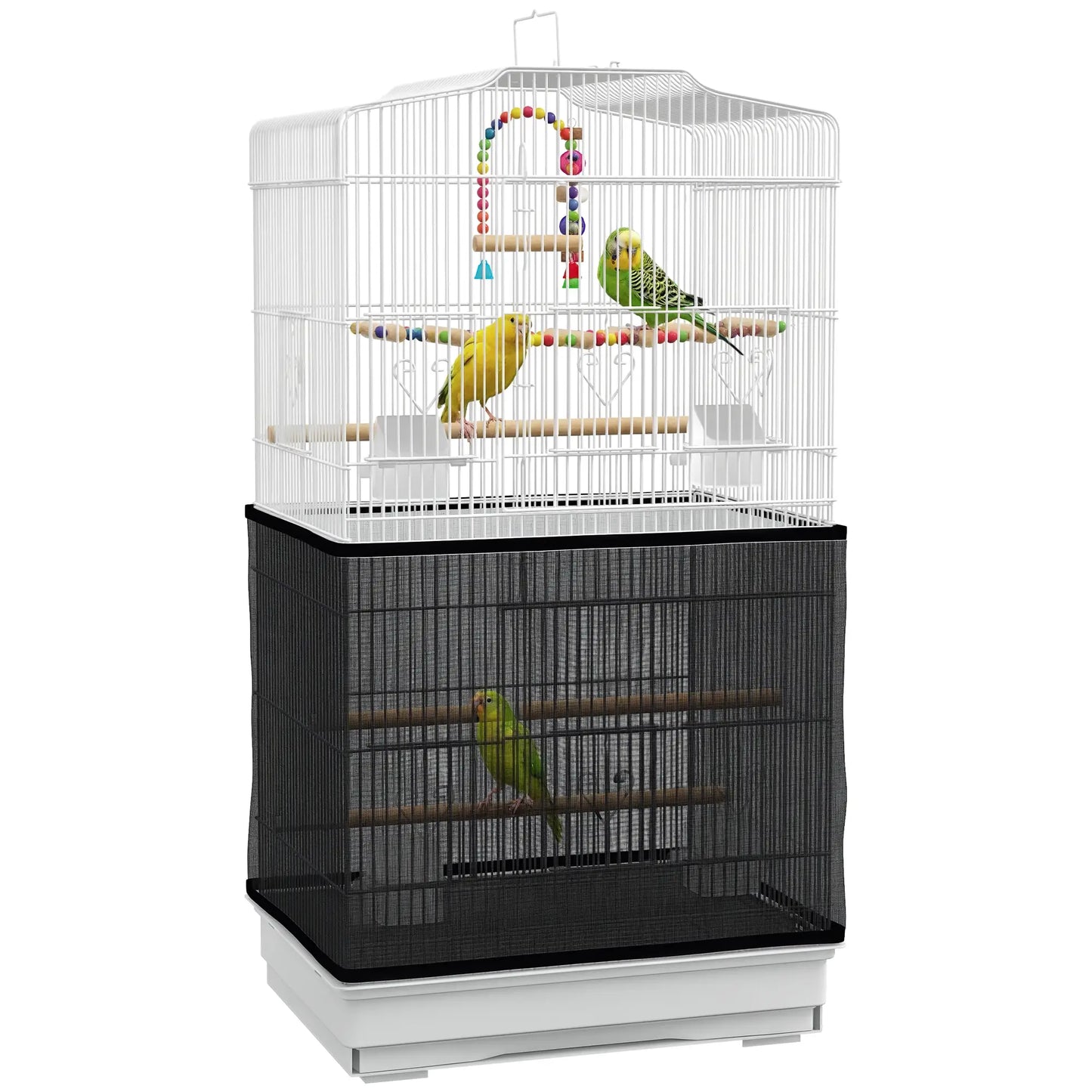 36" Bird Cage with Accessories, Handle, Mesh Cover, Tray, White Bird Cages at Gallery Canada