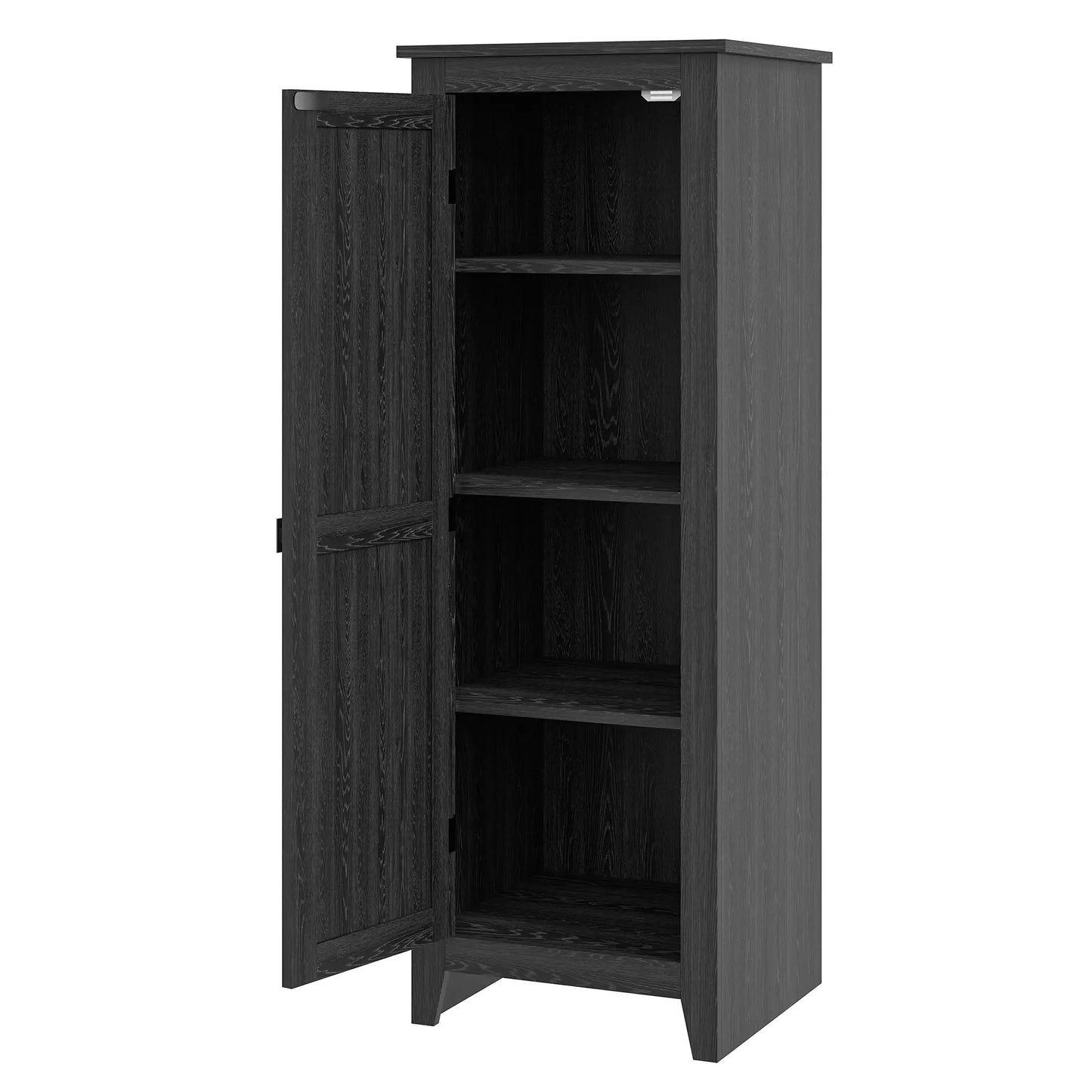 48" Farmhouse Kitchen Pantry Cabinet, Adjustable Shelves, Black