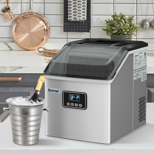 48 Lbs Stainless Steel Ice Maker, Self-Clean, LCD Display Ice Makers Options at Gallery Canada