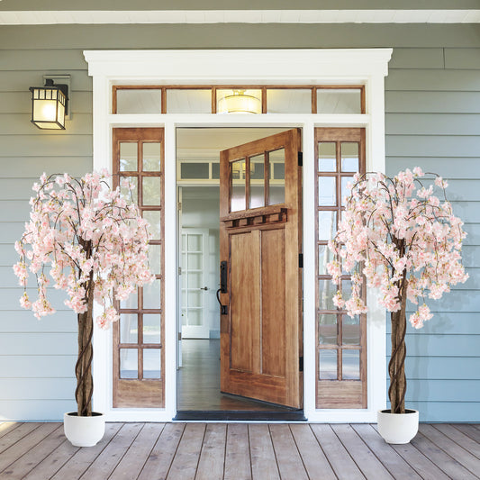 5.5 FT Artificial Cherry Blossom Tree, Pink White Flowers, 2 Pack, White Faux Plants White at Gallery Canada