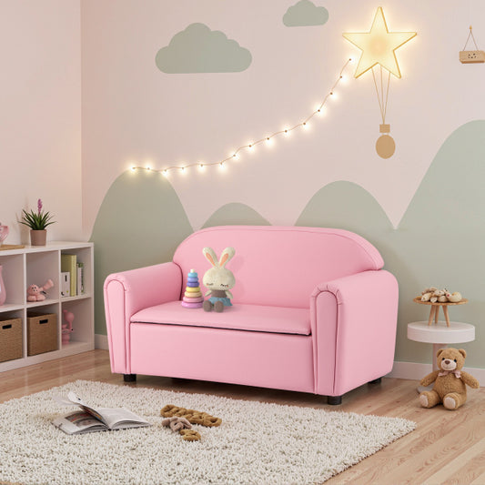Kids Sofa Armrest Chair with Storage Function, Pink Kids Chairs & Seating Pink at Gallery Canada