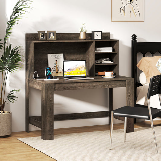 Modern Computer Desk With Hutch, Storage Shelves, Oak Computer Desks Oak at Gallery Canada