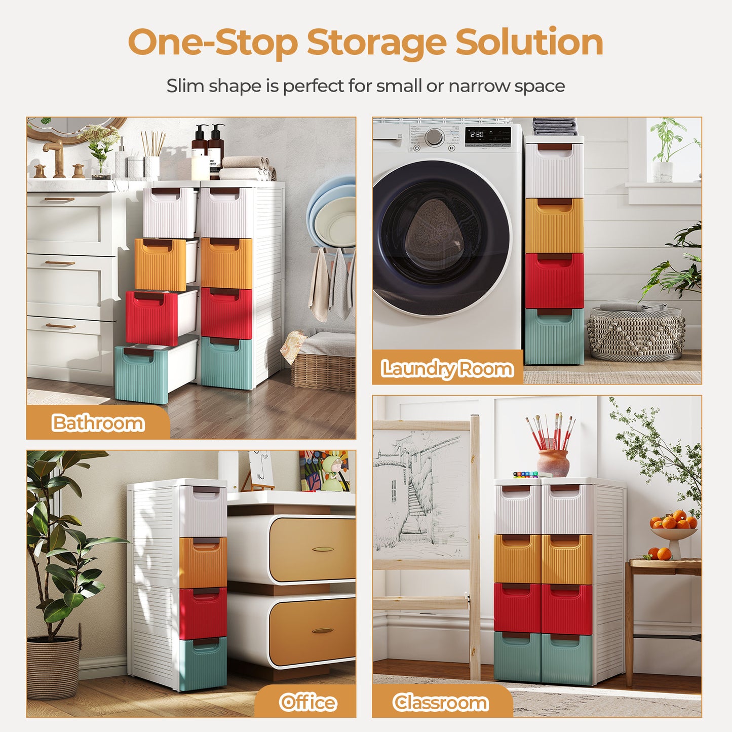 4-Drawer Rolling Organizer, Narrow Storage Cabinet, Multicolor Dressers & Chests at Gallery Canada