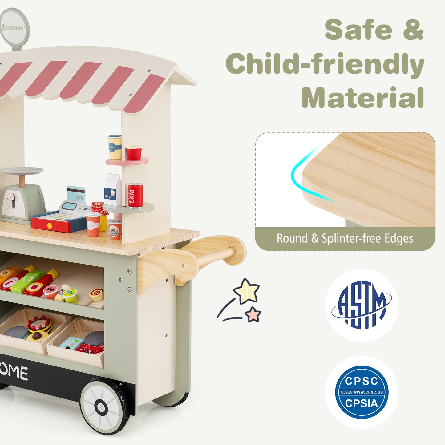 Toy Cart Play Set With POS Machine, Scale, Green Pretend Toys at Gallery Canada