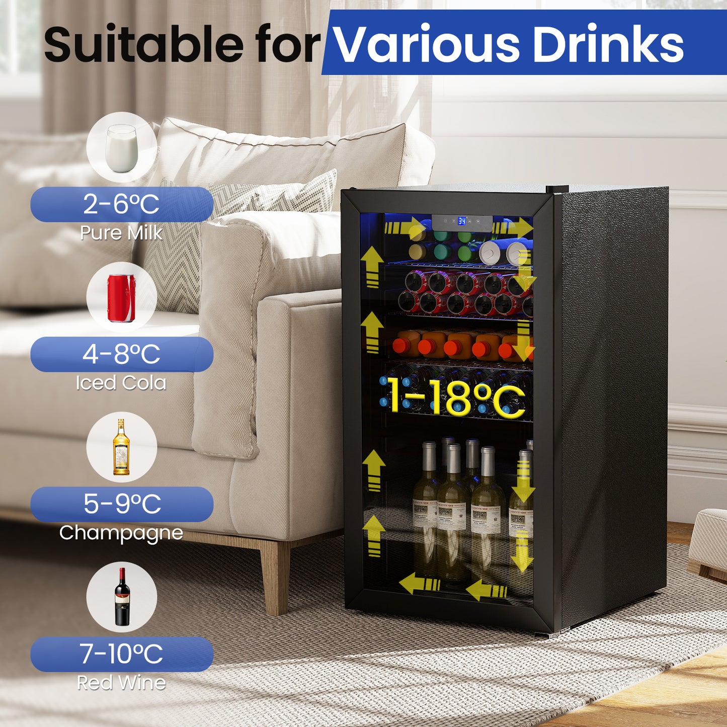Beverage Refrigerator Cooler, Glass Door, Black Wine & Beverage Coolers at Gallery Canada