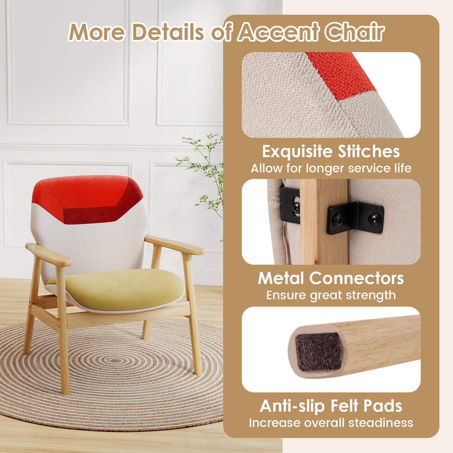Modern Accent Chair Upholstered Side Armchair with Spacious Backrest Accent Chairs at Gallery Canada