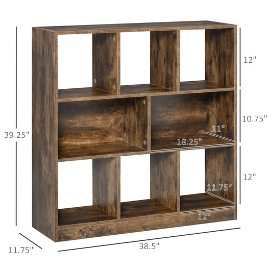 Storage Shelf 3-Tier Bookcase Display Rack Home Organizer for Home Office, Living Room, Playroom, Rustic Brown at Gallery Canada