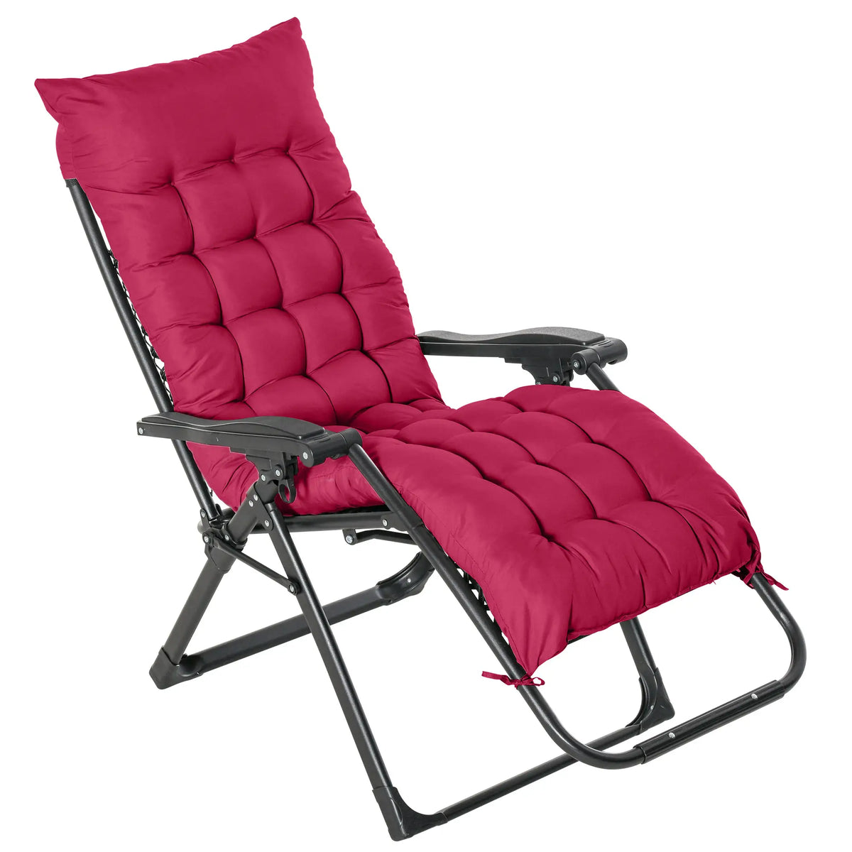 Zero Gravity Reclining Chair, Adjustable Backrest, Folding Sun Lounger, Removable Cushion, Headrest, Wine Red