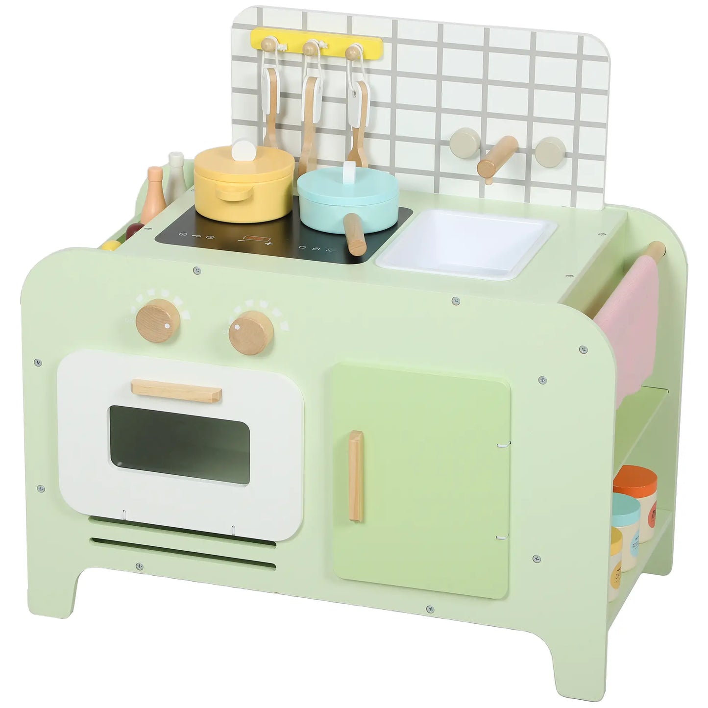 Kids Kitchen Playset, 15 Accessories, Microwave, Cabinets, Ages 3+, Green Play Kitchen at Gallery Canada