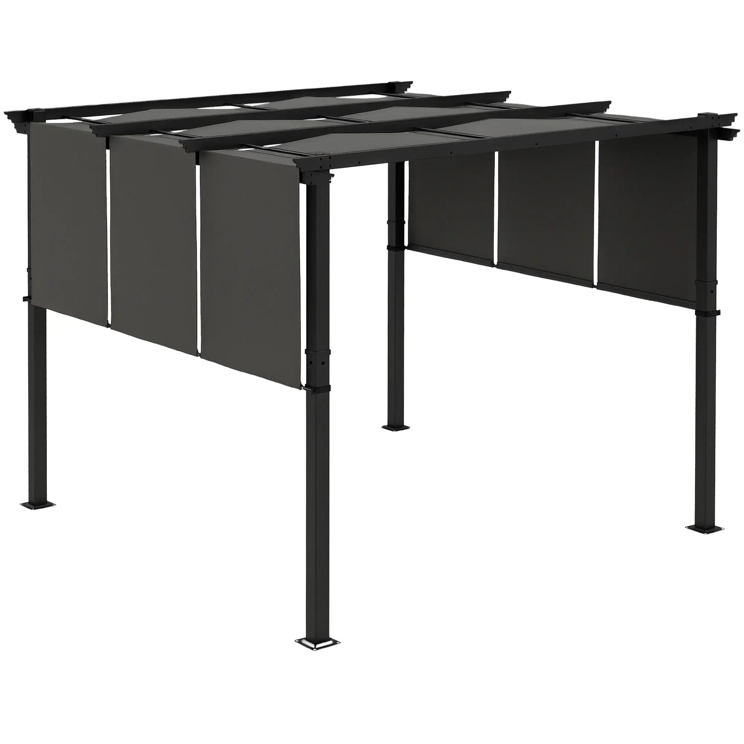 10' x 10' Metal Pergola, Retractable Canopy, Charcoal Grey Pergolas at Gallery Canada