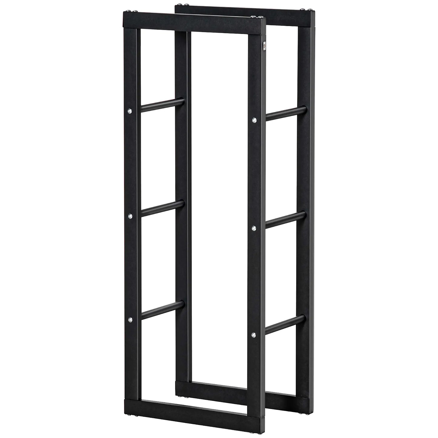 Outdoor Firewood Rack, Log Holder with Handles, 220 lbs. Capacity, 15.7" x 9.8" x 39.4", Black Firewood Racks at Gallery Canada