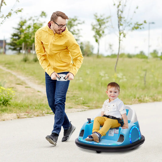 12V Toddler Bumper Car, 360 Remote Control, Lights Music Horn, 1.5-5 Years, Light Blue Electric Toy Cars Light Blue at Gallery Canada