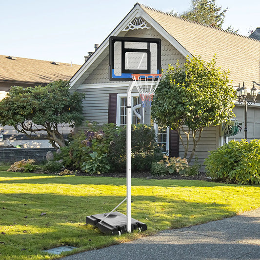 Adjustable Basketball Hoop and Stand with Backboard, Weighted Base, Wheels Basketball Black, red and orange at Gallery Canada