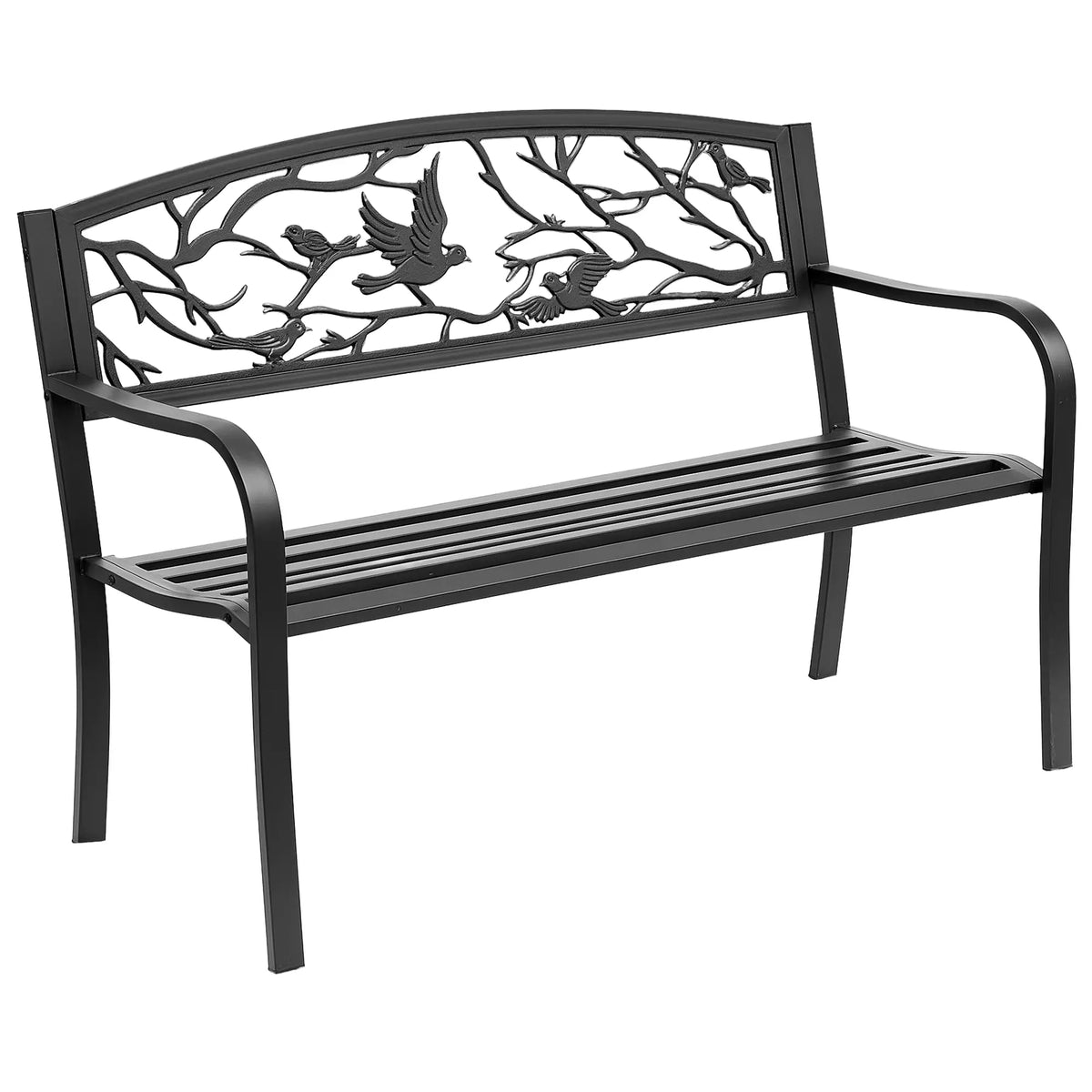 Garden Bench Outdoor Loveseat Vintage Bird Pattern, Black Outdoor Benches at Gallery Canada