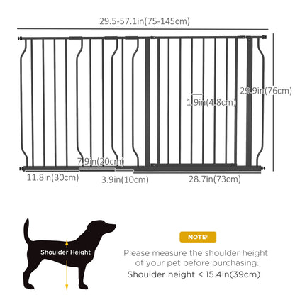 30"- 57" Extra Wide Dog Gate with Door, Double Locking System, Easy Install Pet Gate for Stairs, Hallways, and Doorways, Black at Gallery Canada