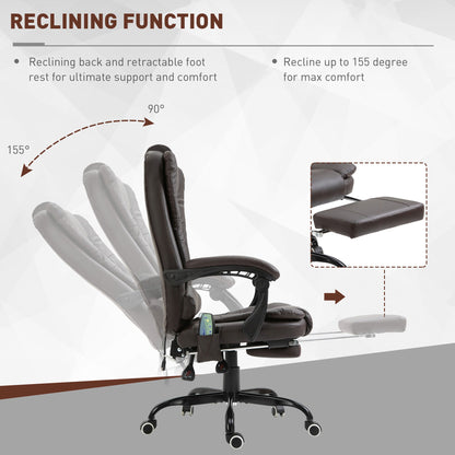 7-Point Vibrating Massage Chair, Reclining Office Chair with Footrest, Reclining Back, Adjustable Height, Brown at Gallery Canada